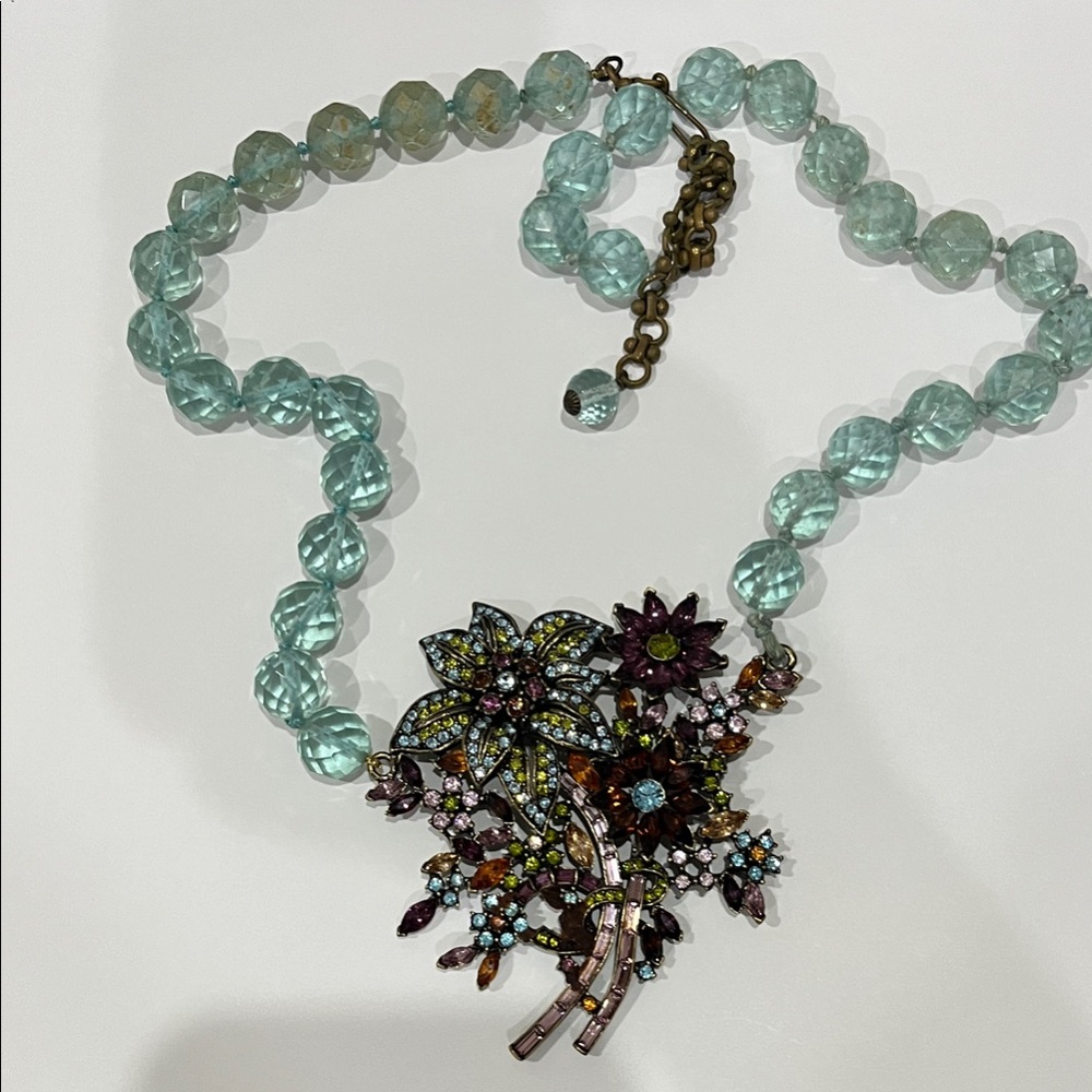 Heidi Daus Blue Floral Crystal Necklace